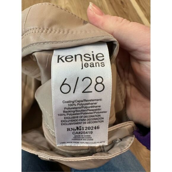 Kenzie Faux Leather Tan Pants Size 6 - Picture 6 of 6